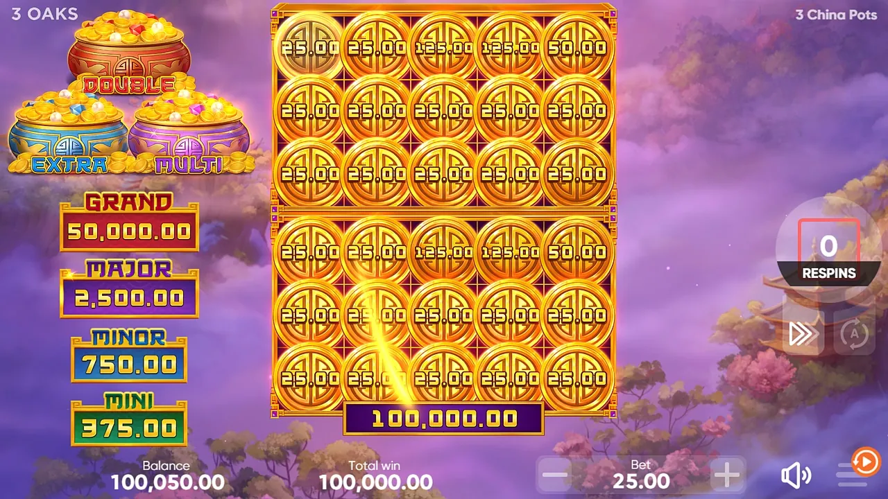 3 China Pots: Both boards full, with the DOUBLE, EXTRA and MULTI pots at top left: 30...