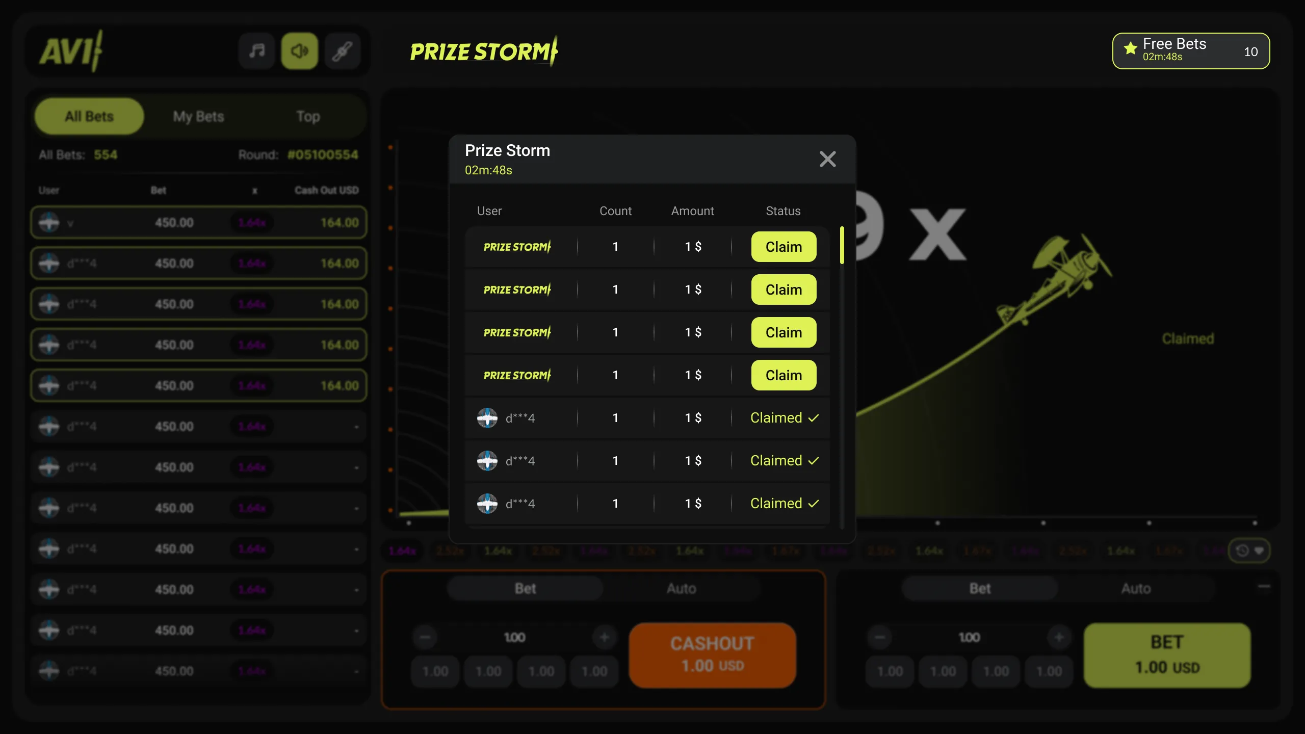 Avi: Prize Storm in the studio's screenshot: a window with 02m:48s under its...