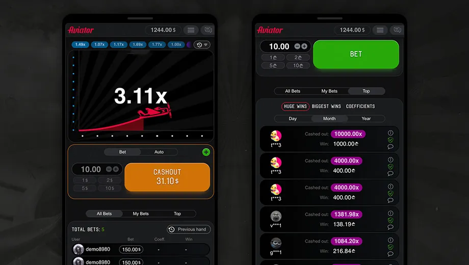 Aviator: The same game on a phone, which is how most South Africans will meet it....