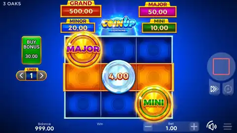 Coin UP: Lightning: One spin in 3 Oaks Gaming's free demo at a bet of 1.00 with LINES set to 1...
