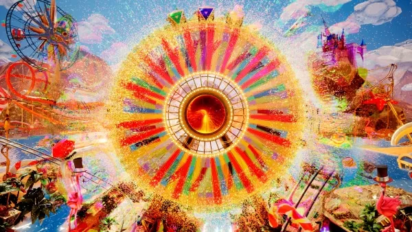 Crazy Time: Evolution's image of the Crazy Time bonus round: the giant virtual wheel...