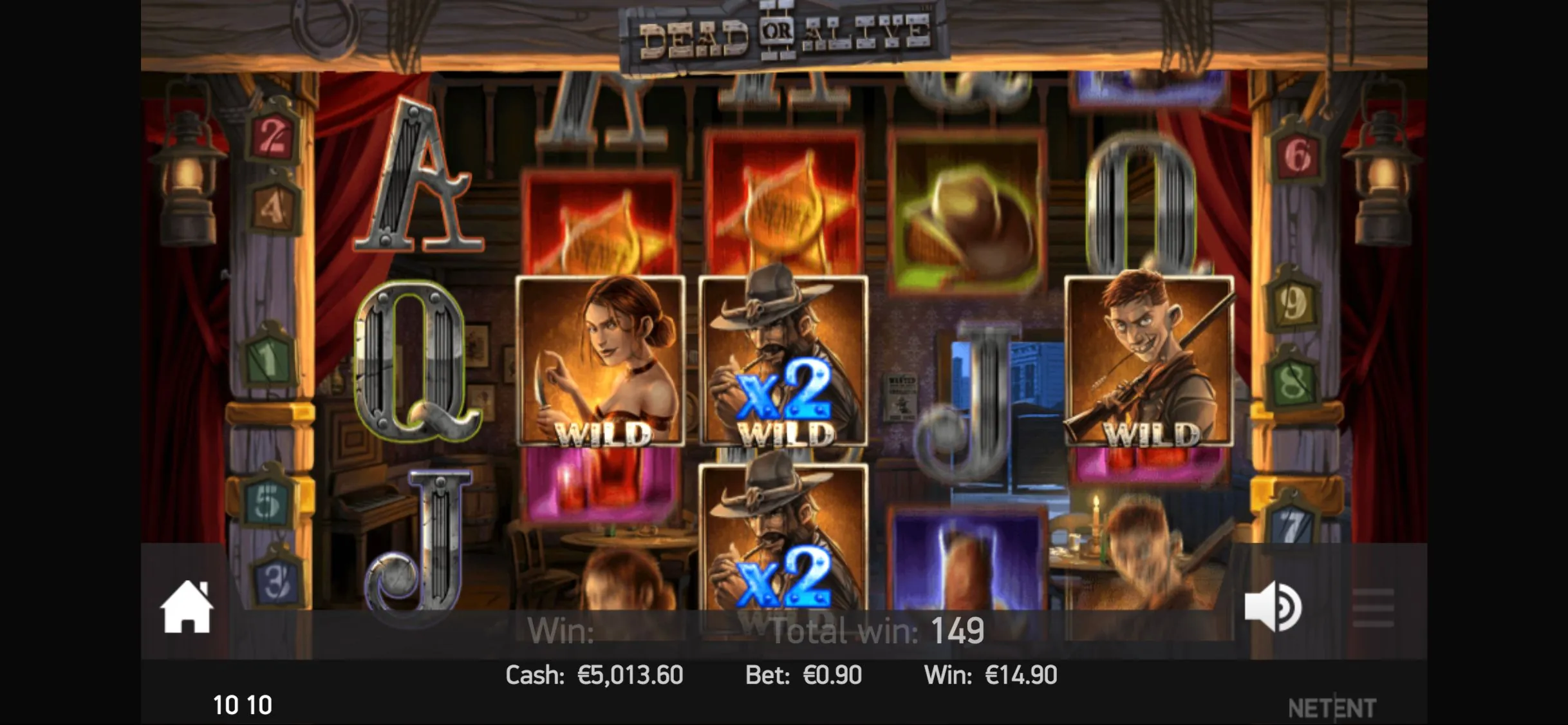 Dead or Alive 2: NetEnt's own phone screenshot of Dead or Alive 2: outlaw WILD symbols in the...