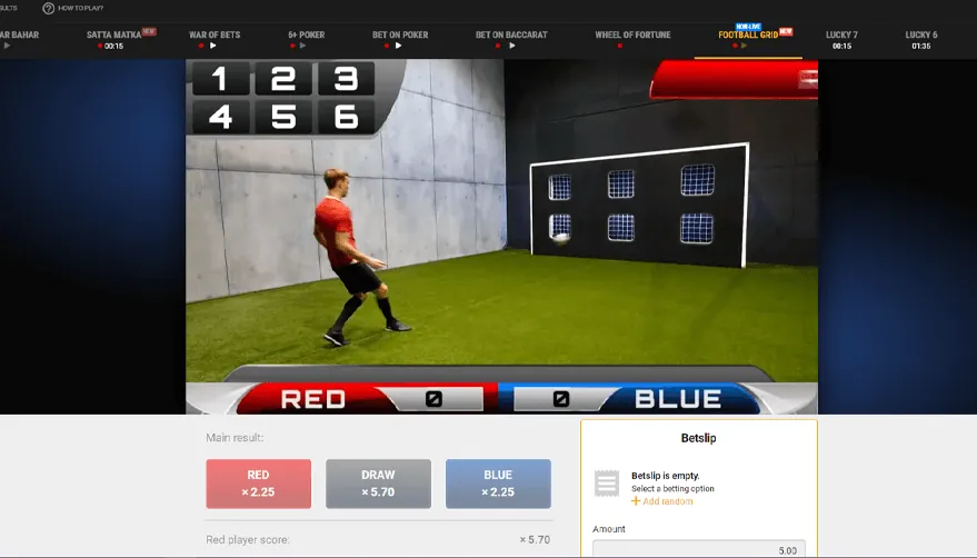 Football Grid: BetGames' screenshot of the Football Grid screen on a computer: a player in...