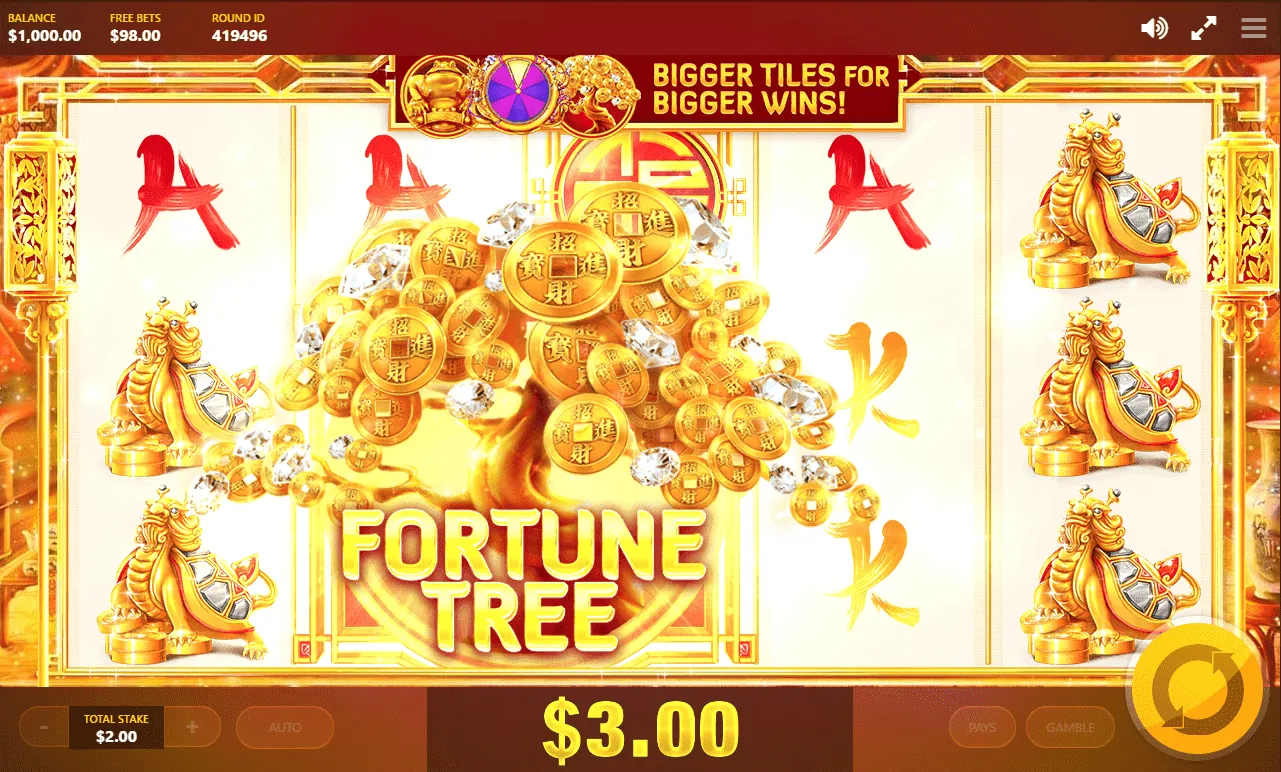 Fortune House: Red Tiger's own screenshot of Fortune House at a $2.00 stake: the Fortune...