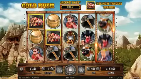 Gold Rush: One spin in Habanero's free demo at a bet of 12.50 (bet level 1, coin 0.50)....