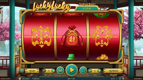 Lucky Lucky: One spin from Habanero's free demo at a bet of 1.00. The reels stop with two...