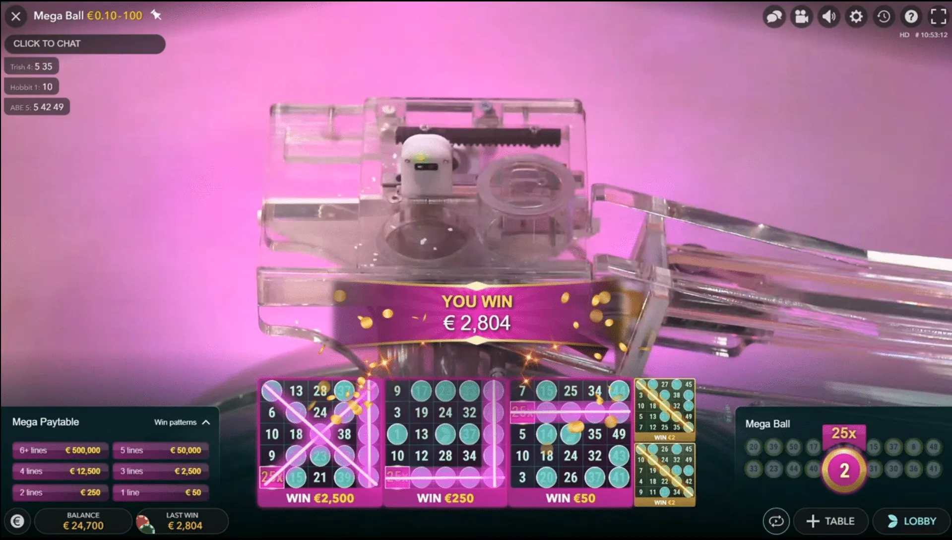 Mega Ball: From Evolution's clip "Mega Ball Big Win Compilation": the Mega Ball panel...