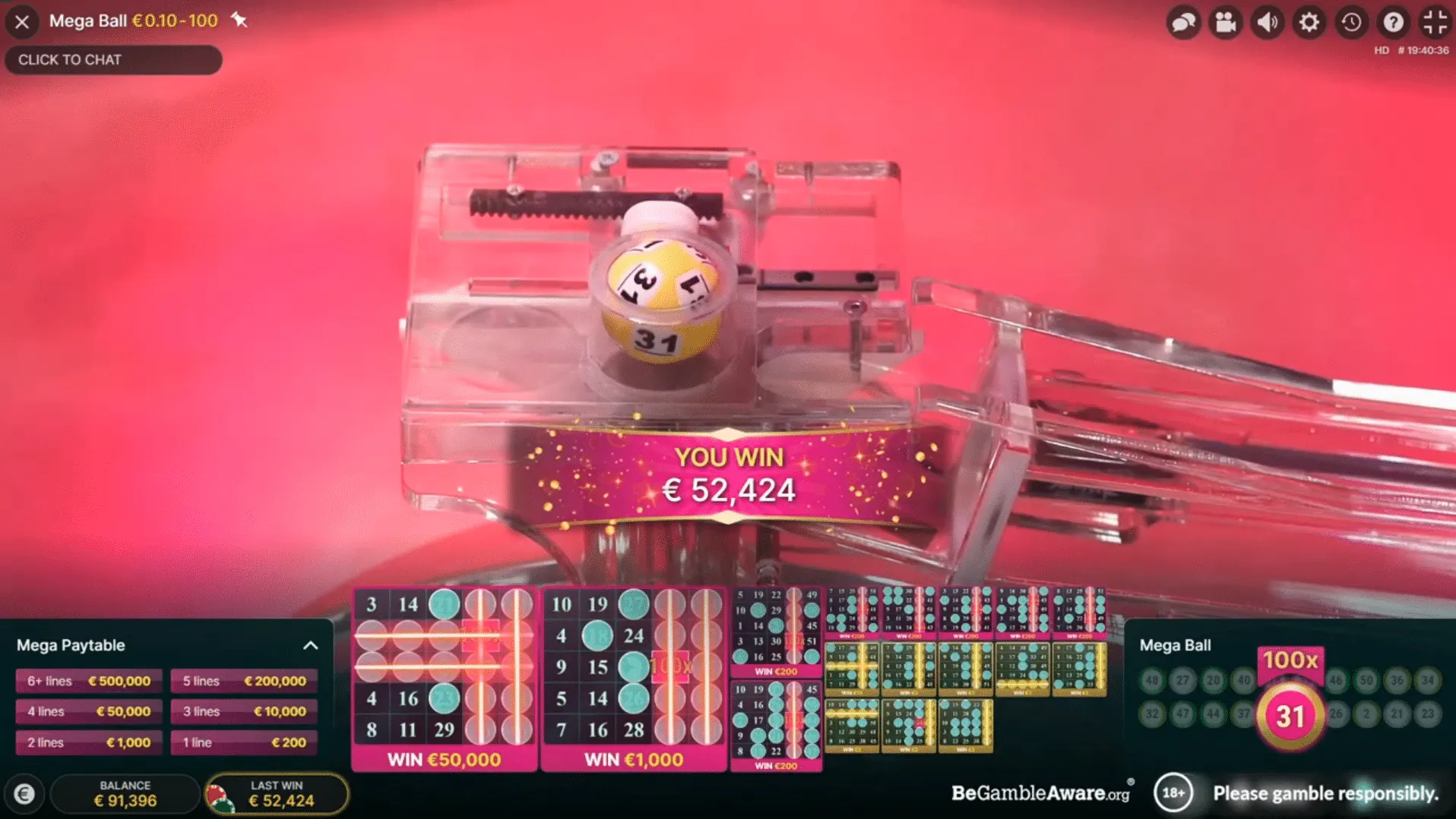 Mega Ball: From Evolution's clip "Mega Ball Big Win 25 000x multiplier": ball 31 sits...