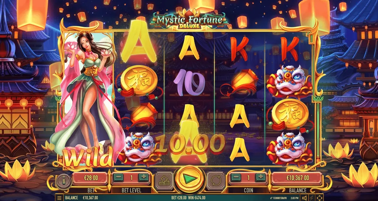 Mystic Fortune Deluxe: A night-time version of the board, with sky lanterns floating behind the...
