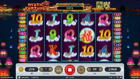 Mystic Fortune: One spin from Habanero's free demo at a bet of 12.50. Two scatter women land...