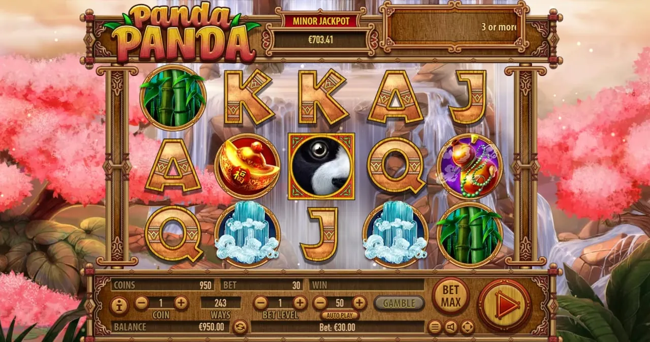 Panda Panda: Habanero's shot of the base game by a waterfall and pink blossom trees: a...