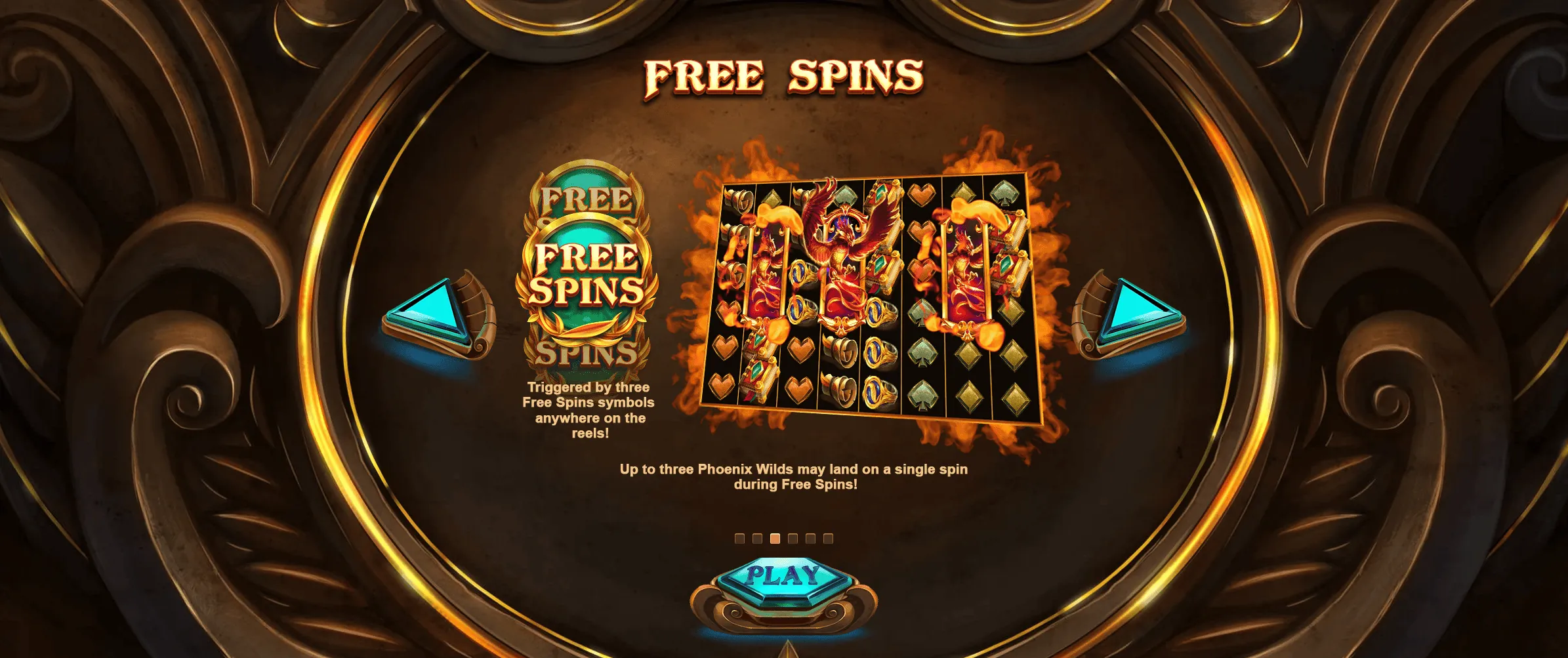 Phoenix Fire Power Reels: Red Tiger's feature card for Free Spins: the Free Spins symbol, triggered by...