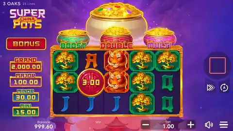 Super China Pots: One spin in 3 Oaks Gaming's free demo at a bet of 1.00; the demo plays for...