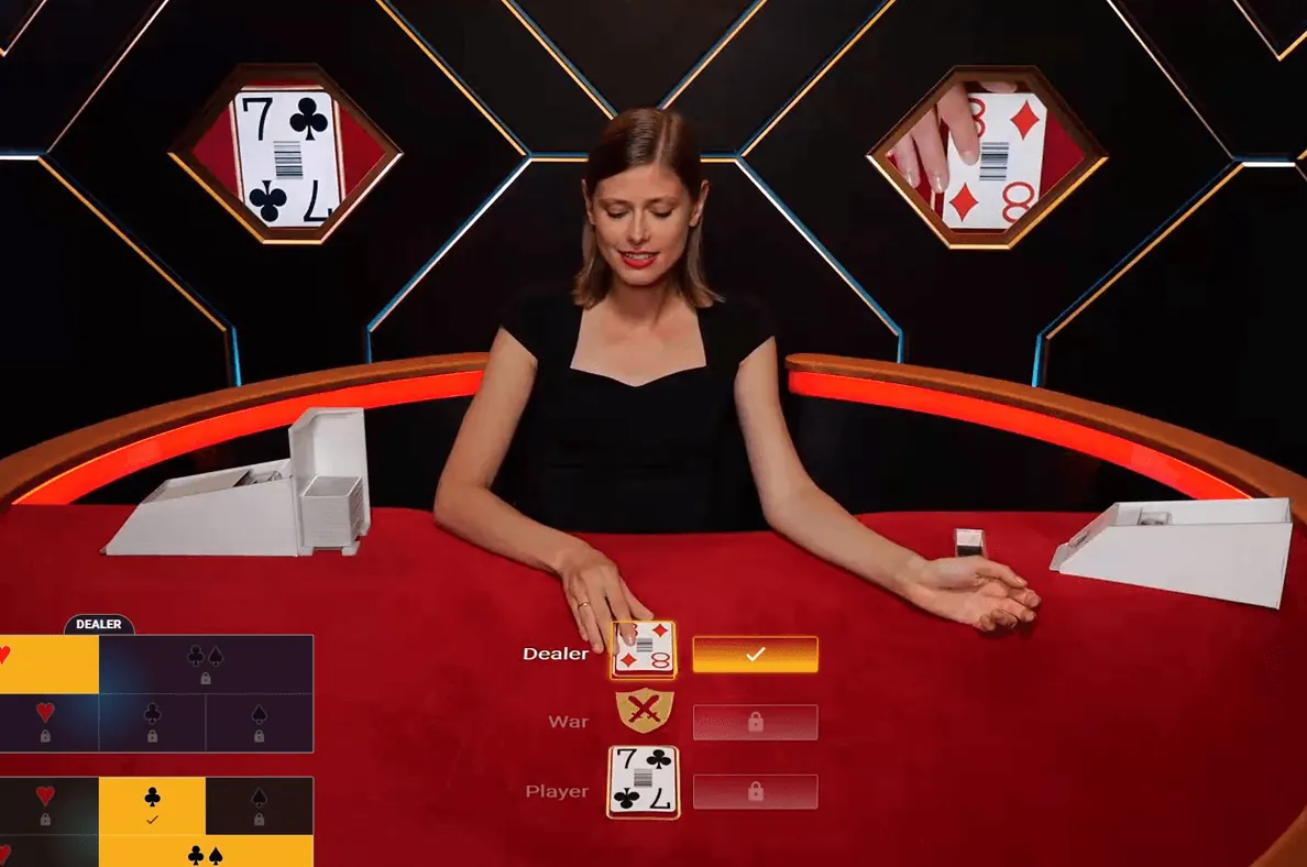 War of Bets: BetGames' image of a settled War of Bets draw: the 8 of diamonds in the...