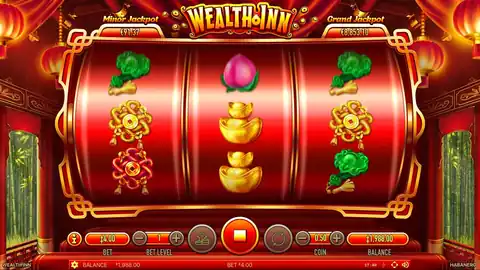 Wealth Inn: One spin from Habanero's free demo at a bet of 4.00. The drum settles on...