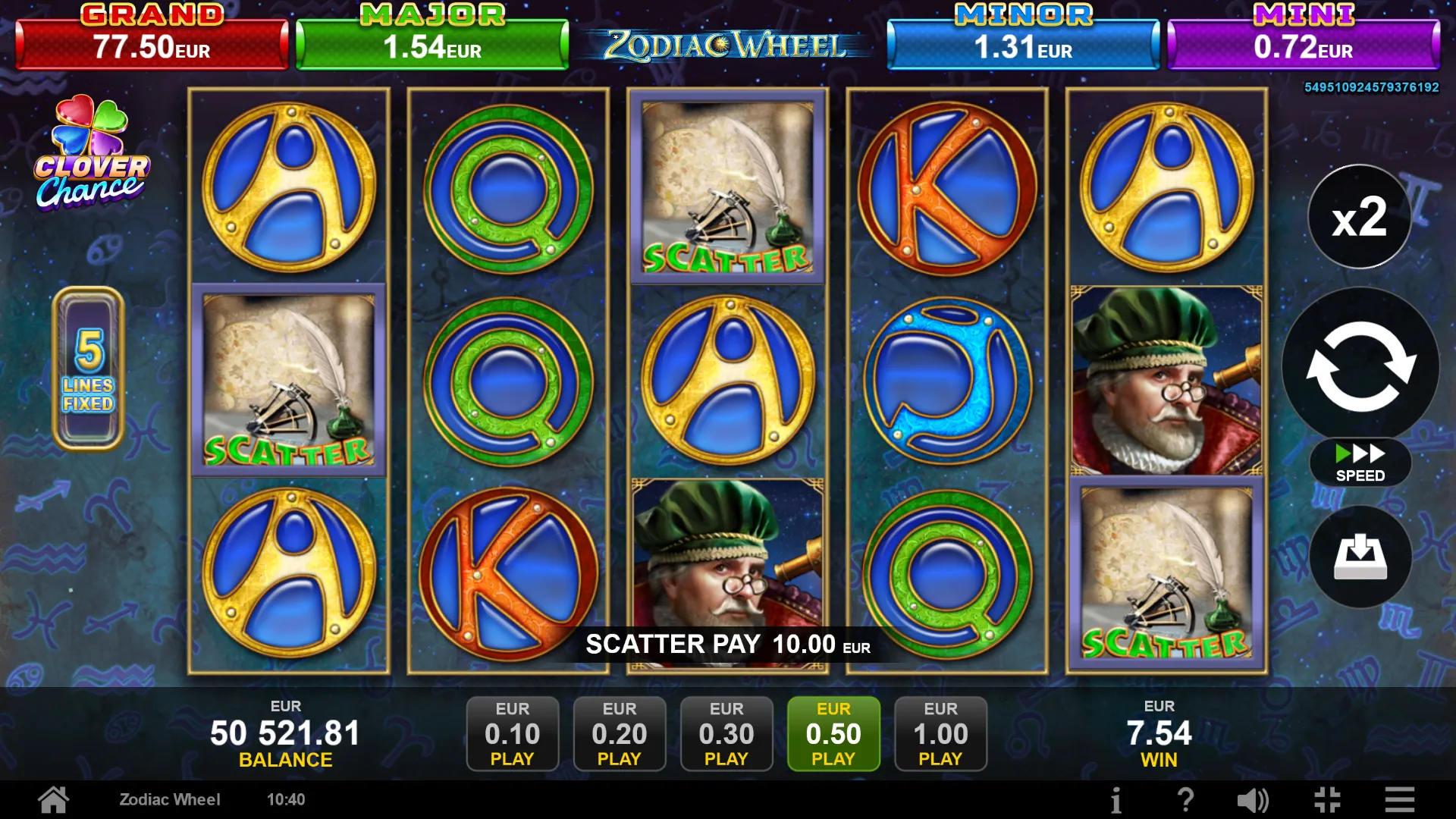 Zodiac Wheel: Three map scatters, a scroll with a quill and a sextant, are framed on reels...